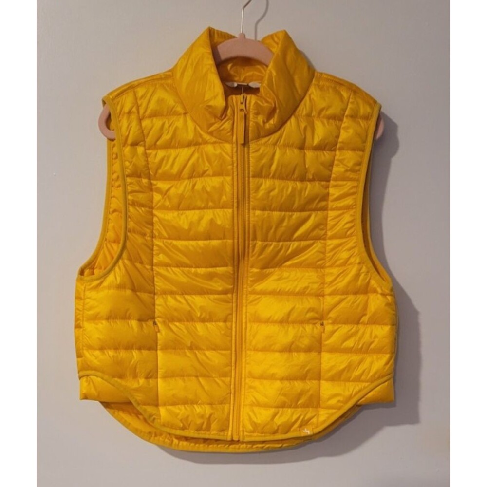 JoyLab Womens L Orange Quilted Puffer Vest Lightweight Zip Front Sleeveless